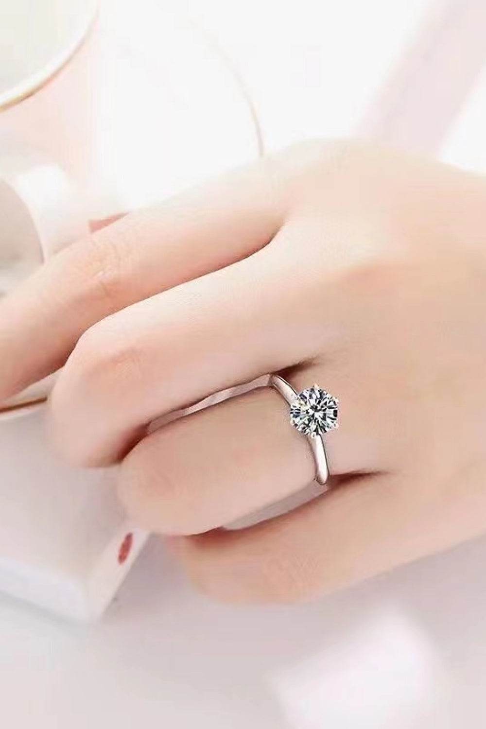 Adored 925 Sterling Silver 3 Carat Moissanite 6-Prong Ring - luxurift