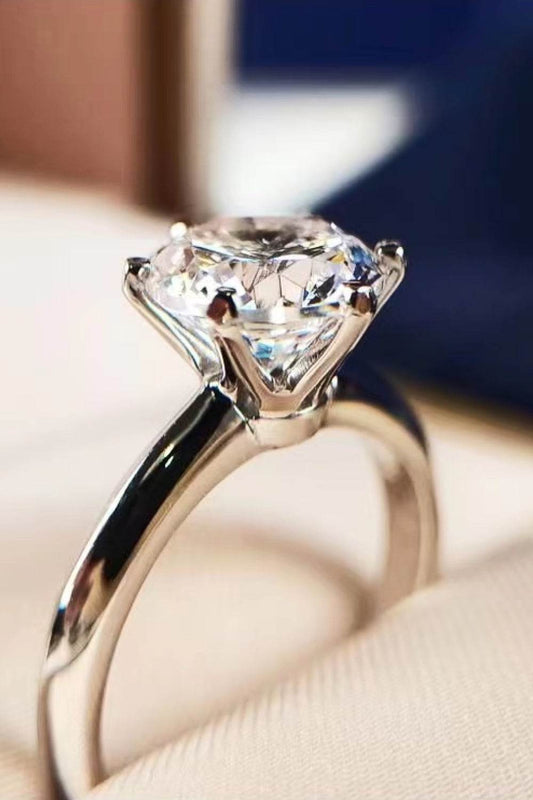 Adored 925 Sterling Silver 3 Carat Moissanite 6-Prong Ring - luxurift