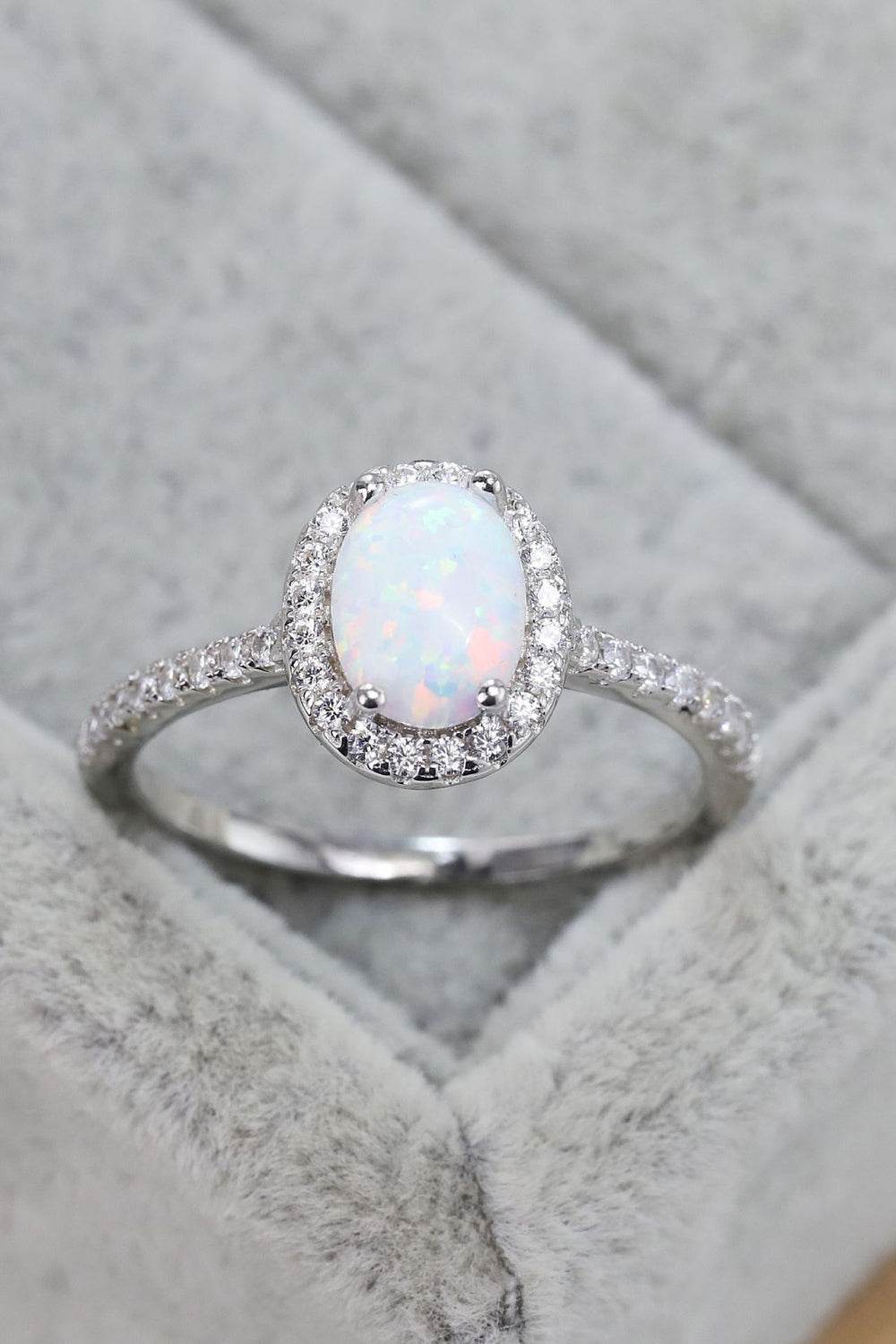 Opal 925 Sterling Silver Halo Ring - luxurift