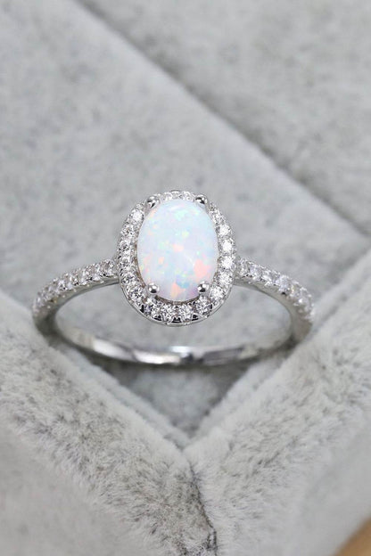 Opal 925 Sterling Silver Halo Ring - luxurift
