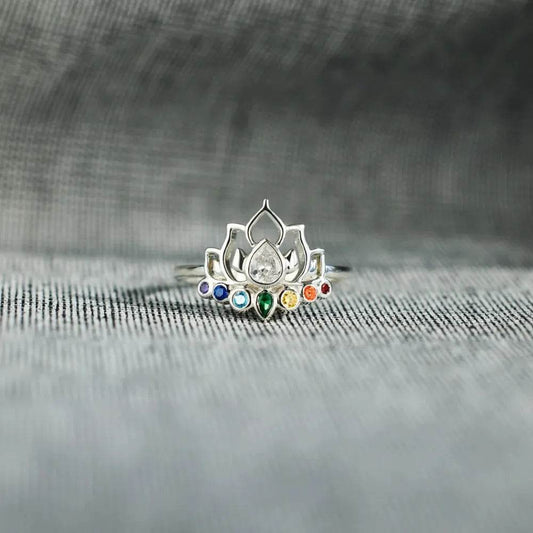 925 Sterling Silver Inlaid Zircon Lotus Shape Ring - luxurift