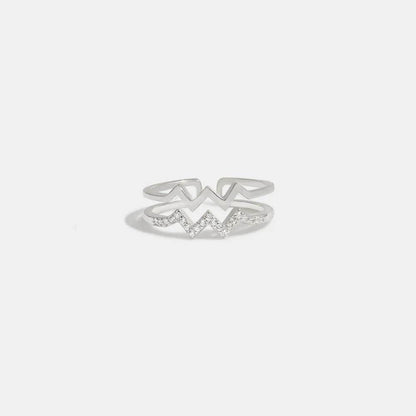 Wave Shape Inlaid Zircon Open Ring - luxurift
