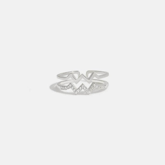 Wave Shape Inlaid Zircon Open Ring - luxurift