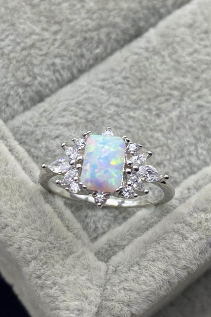 925 Sterling Silver Zircon and Opal Ring - luxurift