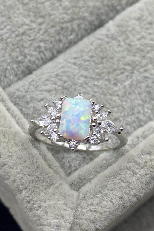 925 Sterling Silver Zircon and Opal Ring - luxurift