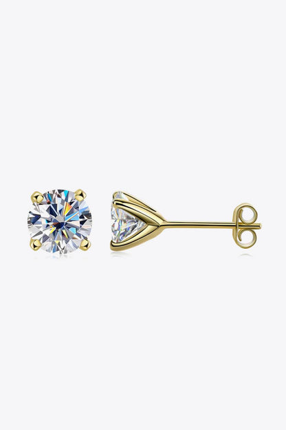 925 Sterling Silver 1 Carat Moissanite 4-Prong Stud Earrings - luxurift