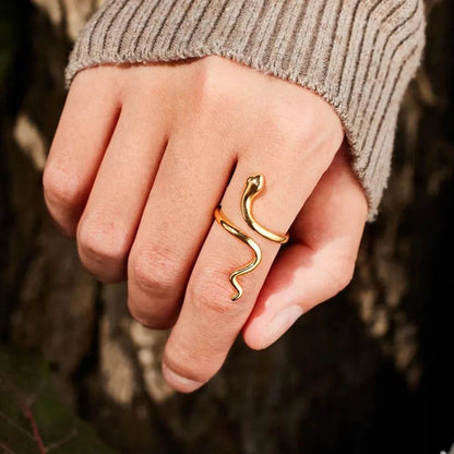 Snake Shape 18K Gold-Plated Bypass Ring - luxurift