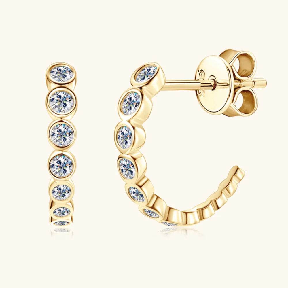 Inlaid Moissanite 925 Sterling Silver C-Hoop Earrings - luxurift