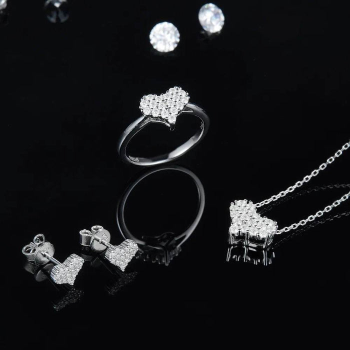 Moissanite 925 Sterling Silver Heart Necklace - luxurift