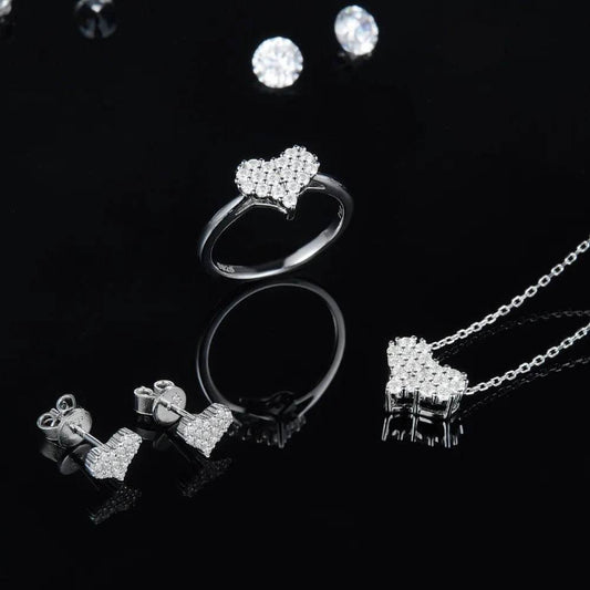 Moissanite 925 Sterling Silver Heart Necklace - luxurift