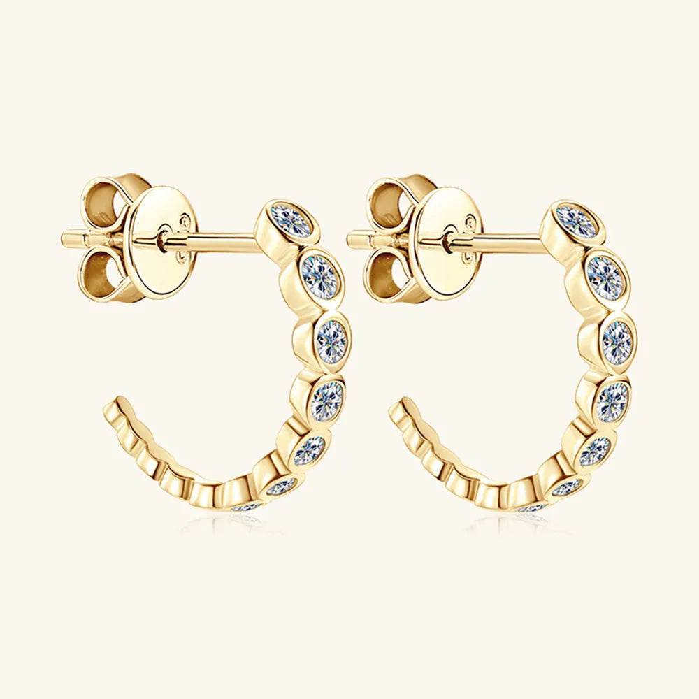 Inlaid Moissanite 925 Sterling Silver C-Hoop Earrings - luxurift