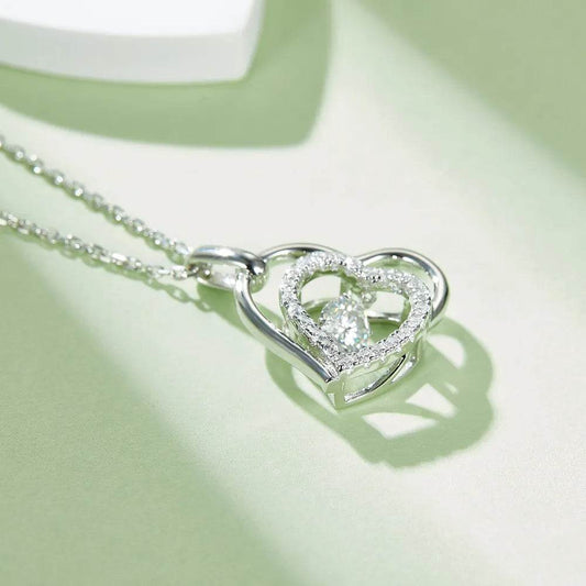 Moissanite 925 Sterling Silver Heart Necklace - luxurift