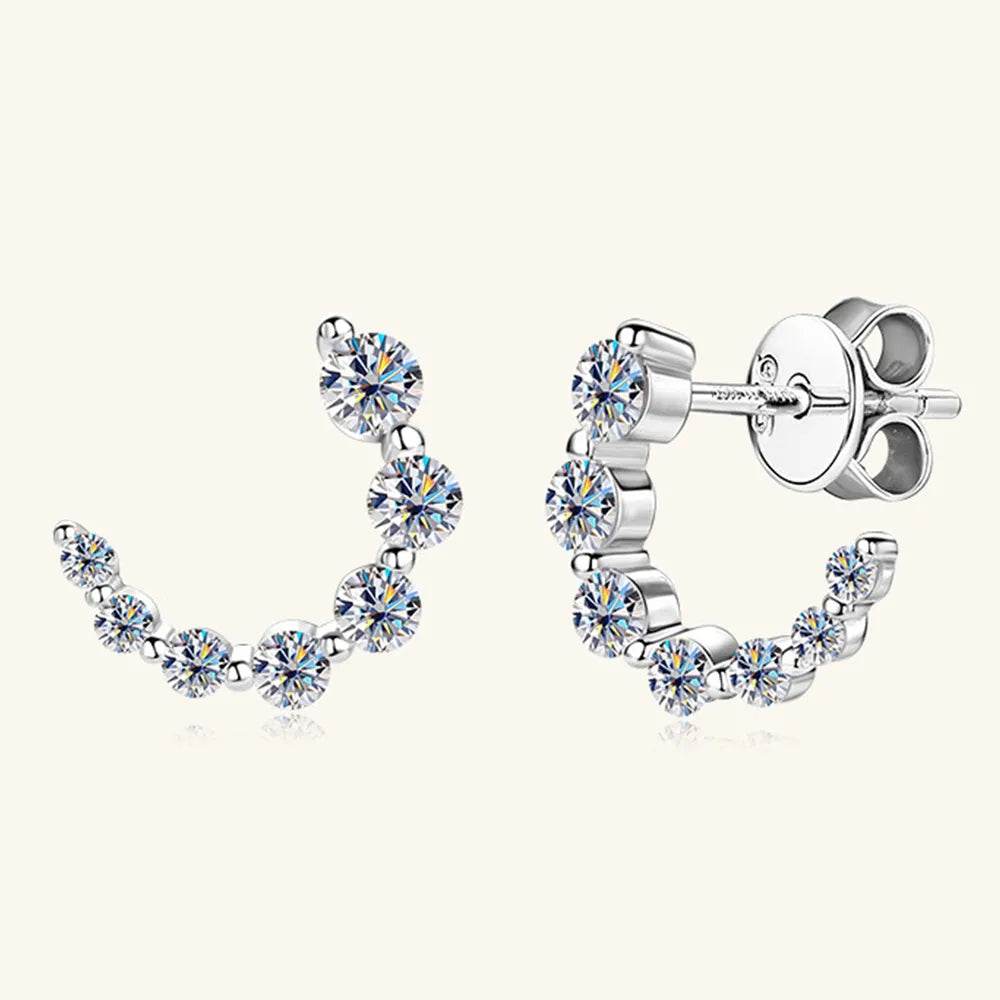 925 Sterling Silver Inlaid Moissanite Stud Earrings - luxurift