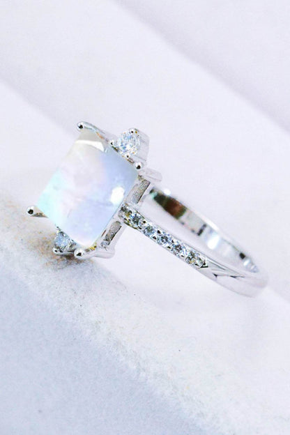 925 Sterling Silver Square Moonstone Ring - luxurift