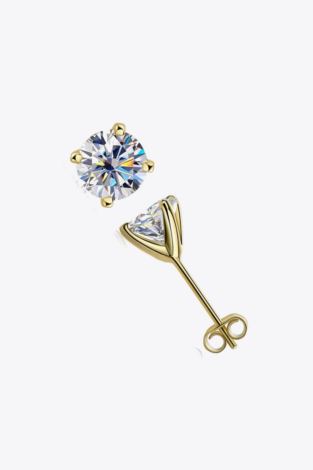 925 Sterling Silver 1 Carat Moissanite 4-Prong Stud Earrings - luxurift