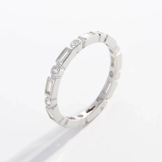 925 Sterling Silver Geometric Shape Zircon Ring - luxurift