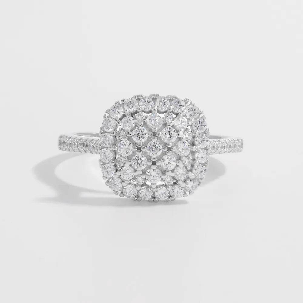 925 Sterling Silver Inlaid Zircon Square Shape Ring - luxurift