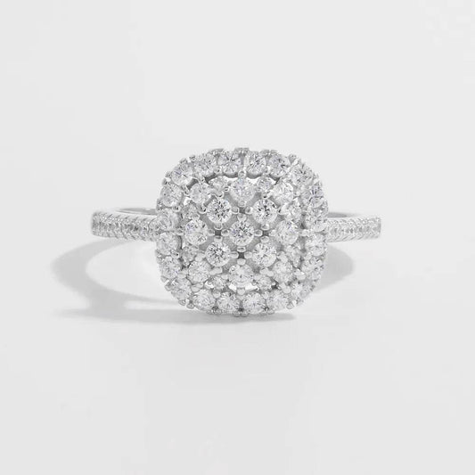 925 Sterling Silver Inlaid Zircon Square Shape Ring - luxurift