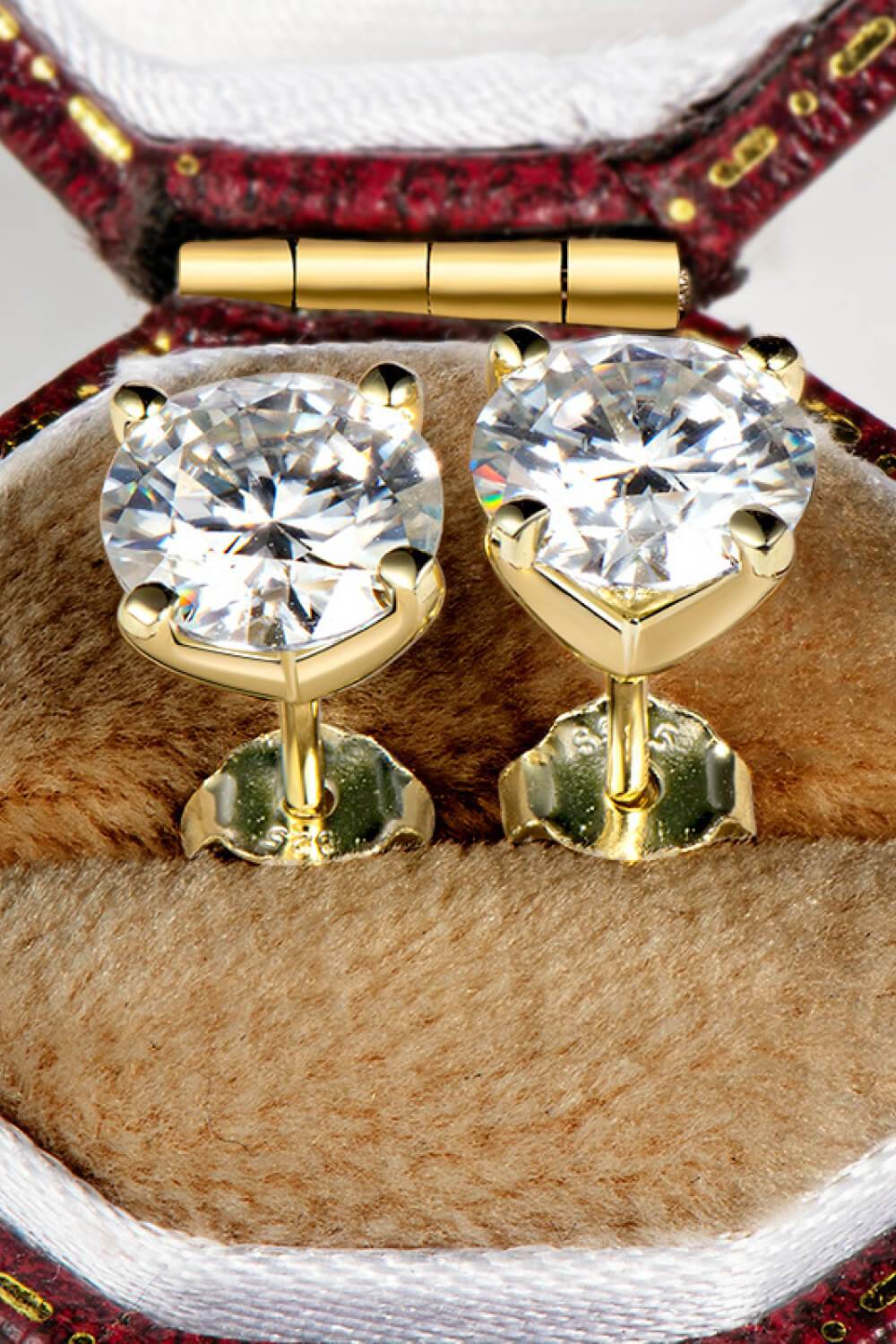 925 Sterling Silver 1 Carat Moissanite 4-Prong Stud Earrings - luxurift