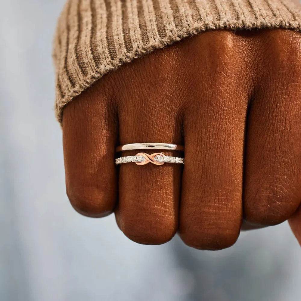 Double-Layered Zircon 925 Sterling Silver Ring - luxurift
