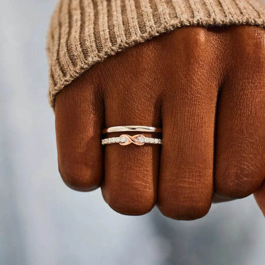 Double-Layered Zircon 925 Sterling Silver Ring - luxurift