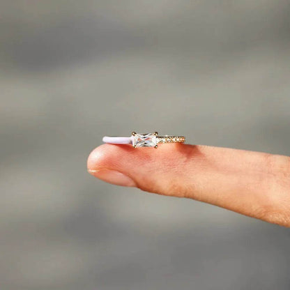 Heart Shape Inlaid Zircon Enamel Ring - luxurift