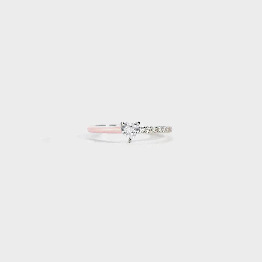 Heart Shape Inlaid Zircon Enamel Ring - luxurift