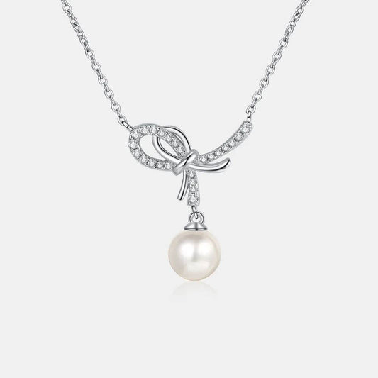 Natural Pearl Pendant Moissanite 925 Sterling Silver Necklace - luxurift