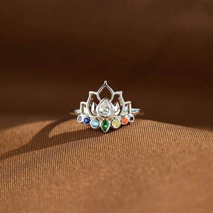 925 Sterling Silver Inlaid Zircon Lotus Shape Ring - luxurift