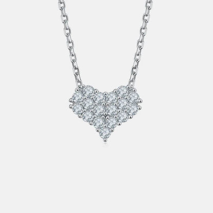 Moissanite 925 Sterling Silver Heart Necklace - luxurift