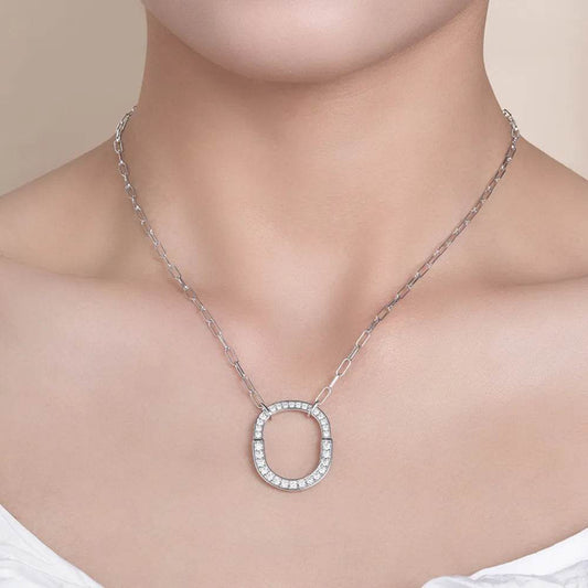 925 Sterling Silver Inlaid Moissanite Pendant Necklace - luxurift