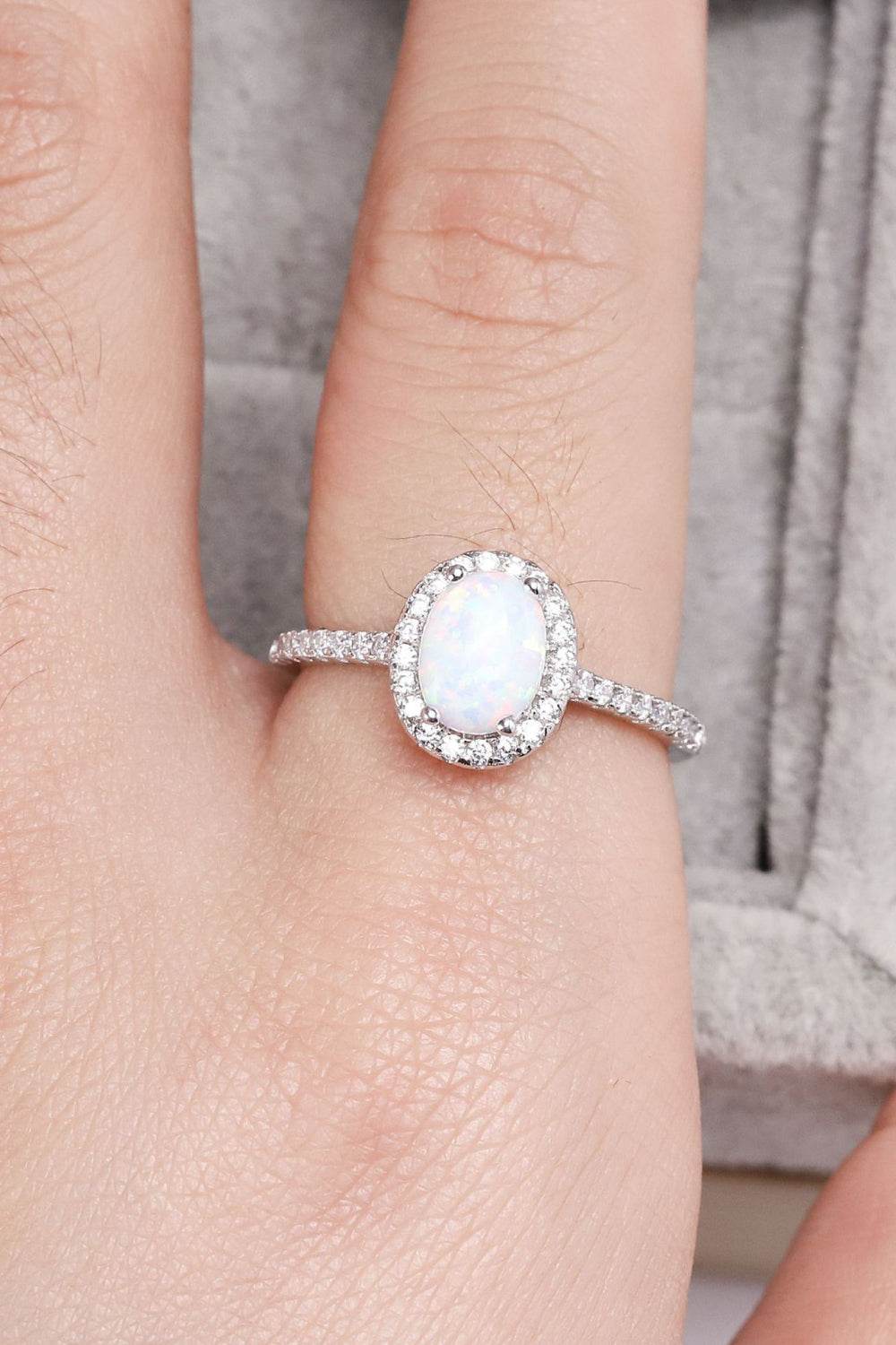 Opal 925 Sterling Silver Halo Ring - luxurift