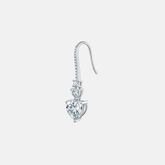 5.44 Carat 925 Sterling Silver Moissanite Heart Drop Earrings - luxurift