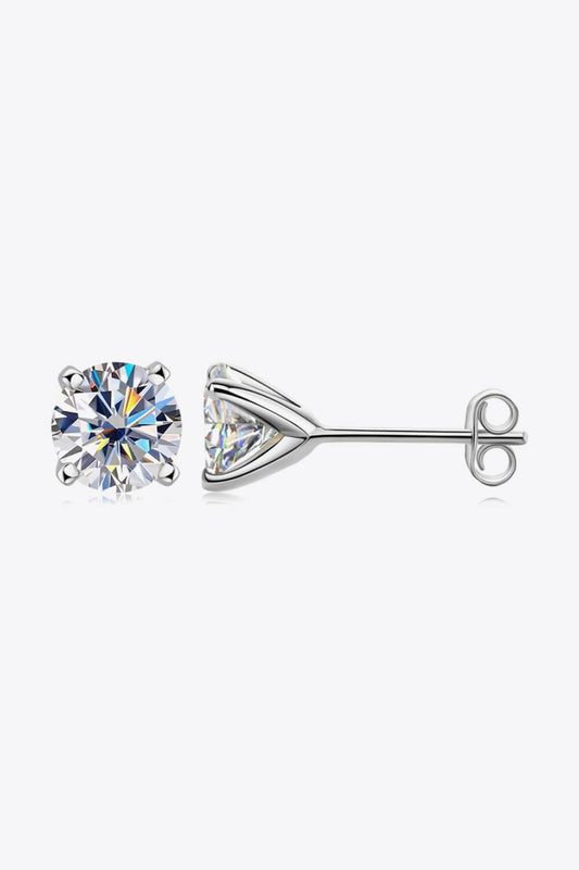 925 Sterling Silver 1 Carat Moissanite 4-Prong Stud Earrings - luxurift