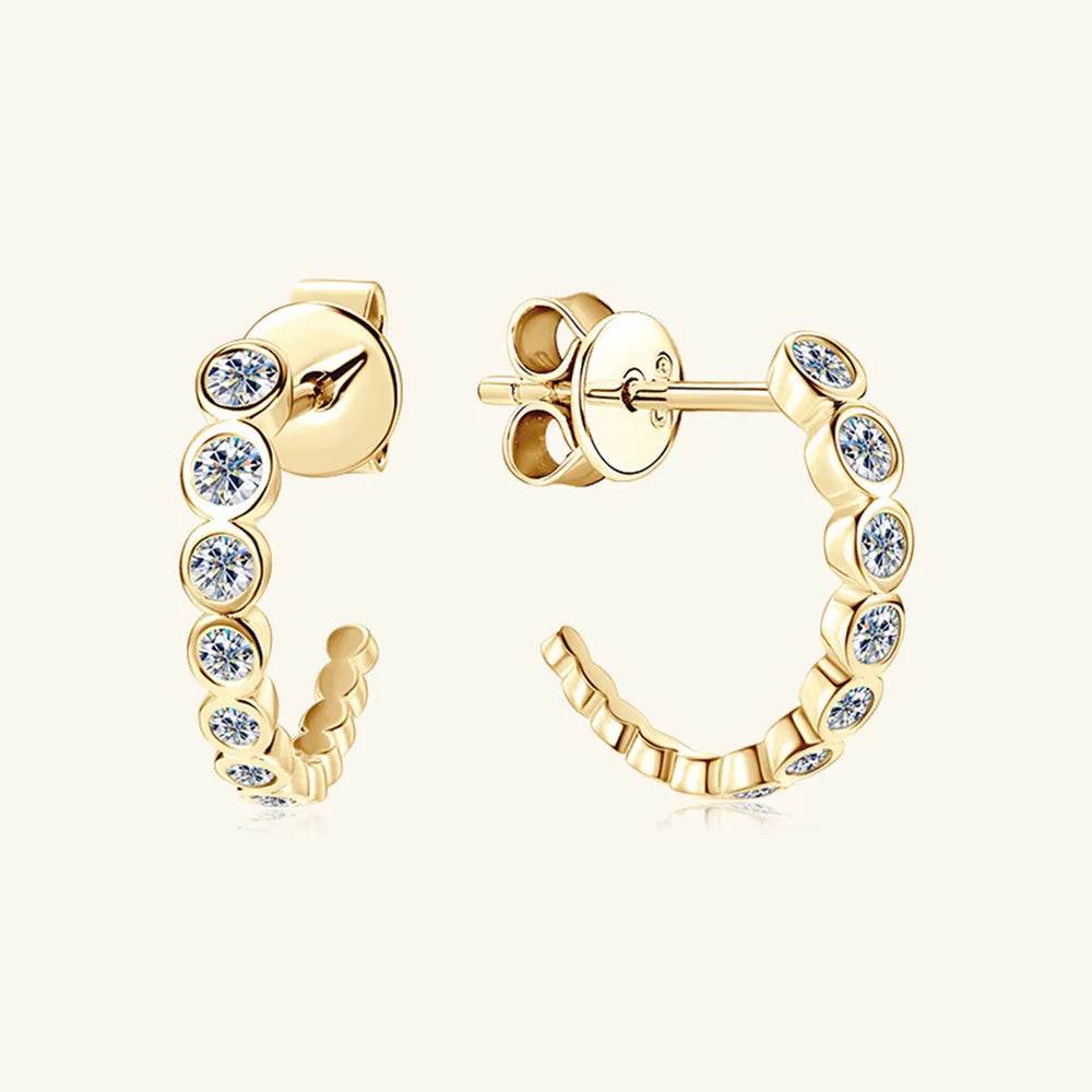 Inlaid Moissanite 925 Sterling Silver C-Hoop Earrings - luxurift