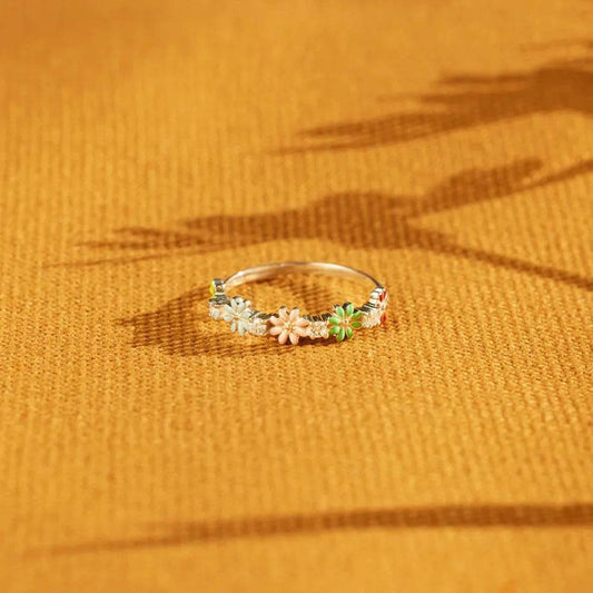 Flower Shape 925 Sterling Silver Zircon Ring - luxurift
