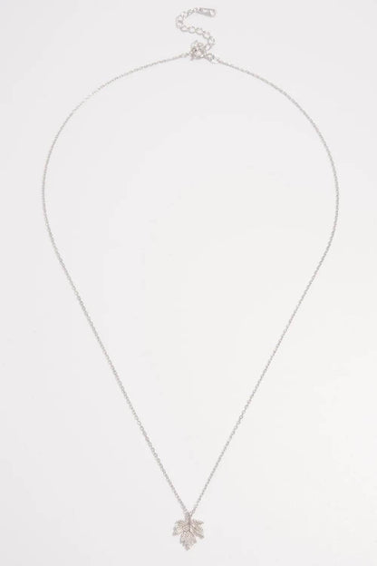 925 Sterling Silver Zircon Maple Leaf Necklace - luxurift