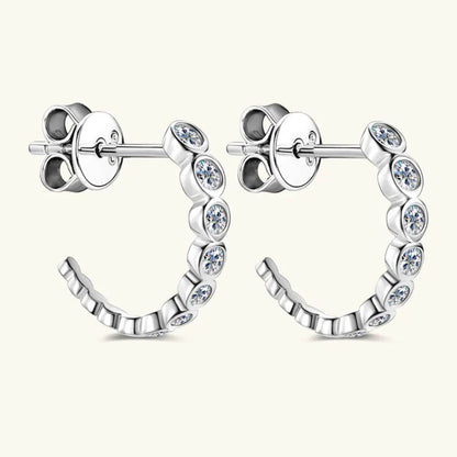Inlaid Moissanite 925 Sterling Silver C-Hoop Earrings - luxurift