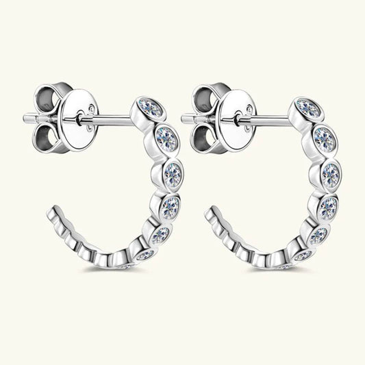 Inlaid Moissanite 925 Sterling Silver C-Hoop Earrings - luxurift
