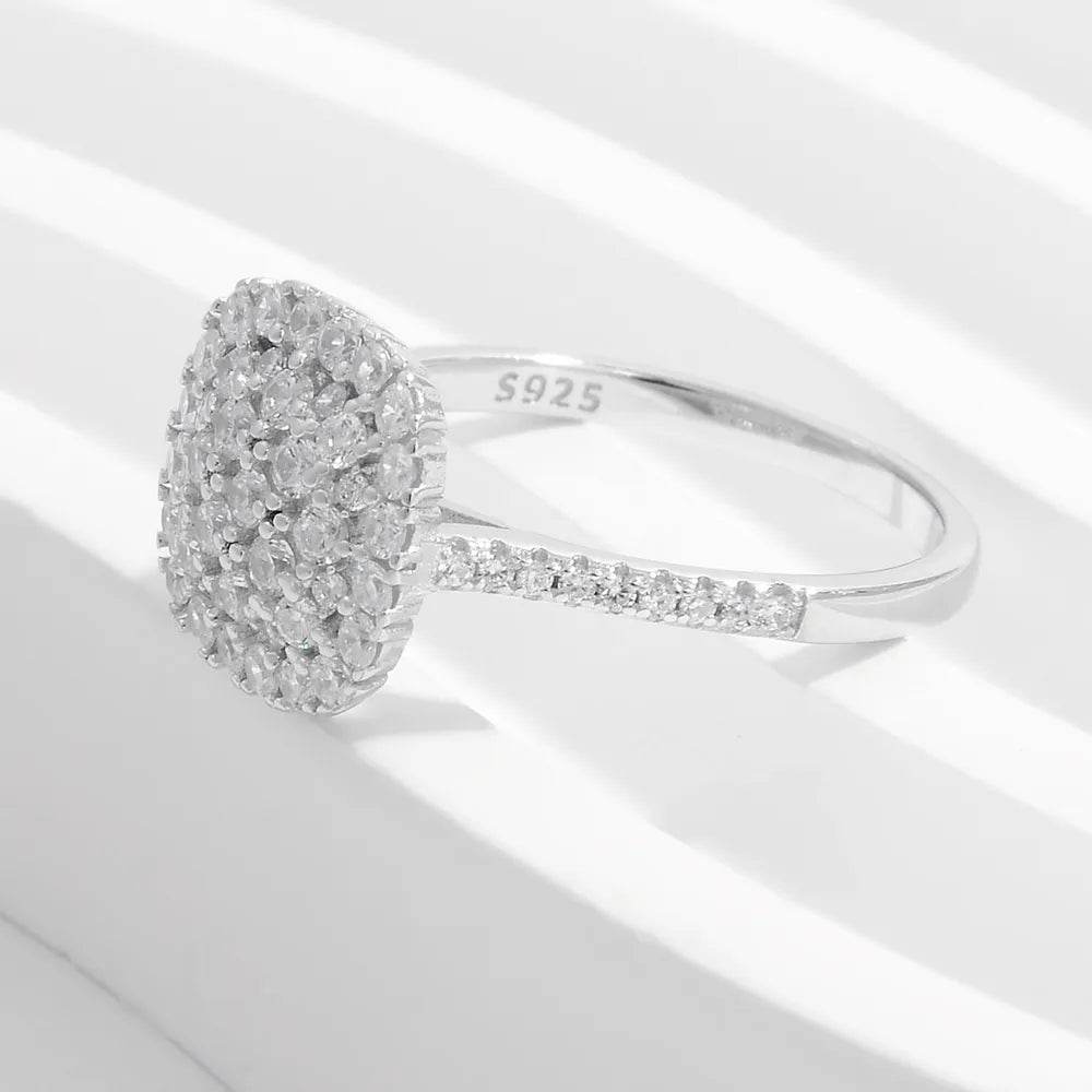 925 Sterling Silver Inlaid Zircon Square Shape Ring - luxurift