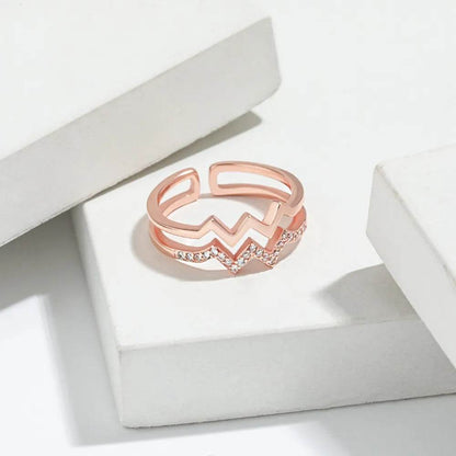 Wave Shape Inlaid Zircon Open Ring - luxurift