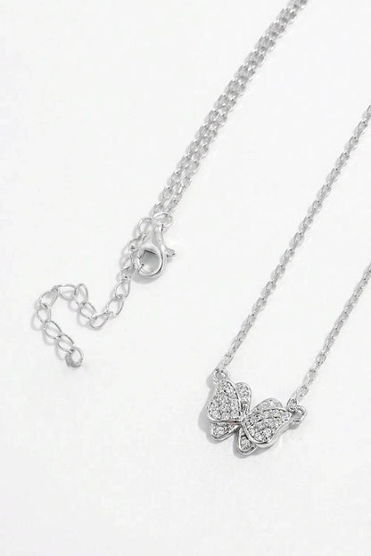 925 Sterling Silver Zircon Butterfly Pendant Necklace - luxurift