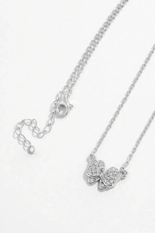 925 Sterling Silver Zircon Butterfly Pendant Necklace - luxurift