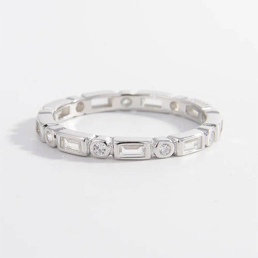 925 Sterling Silver Geometric Shape Zircon Ring - luxurift