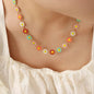 Titanium Steel Oil Drip Flower Necklace - luxurift
