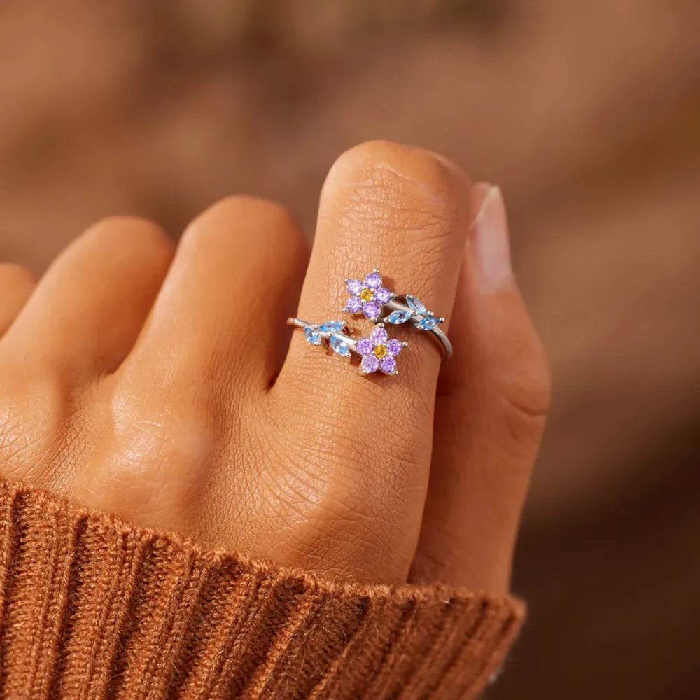 Flower Shape Inlaid Zircon 925 Sterling Silver Ring - luxurift