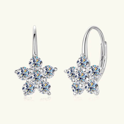 1.2 Carat 925 Sterling Silver Moissanite Flower Huggie Earrings - luxurift