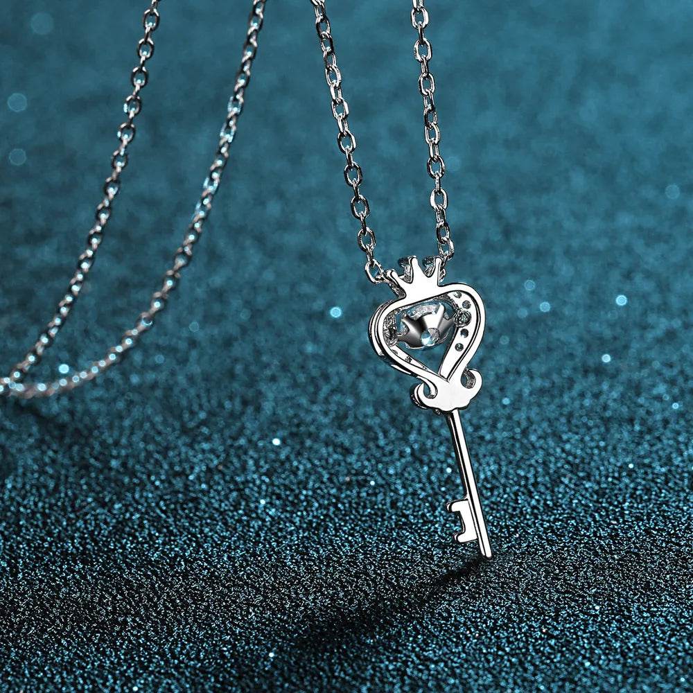 Key Shape Moissanite 925 Sterling Silver Necklace - luxurift