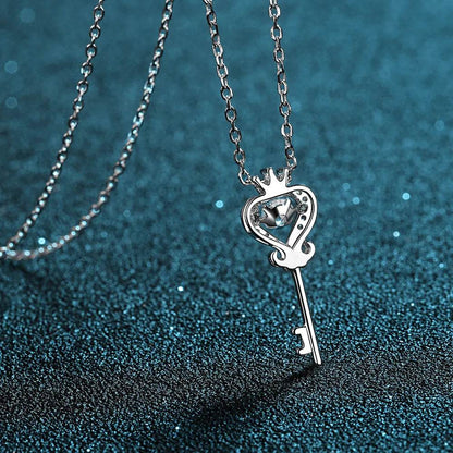 Key Shape Moissanite 925 Sterling Silver Necklace - luxurift
