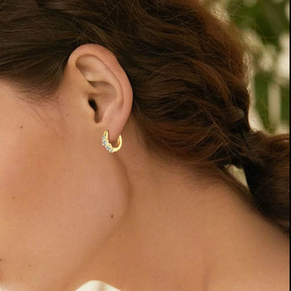 925 Sterling Silver Moissanite Huggie Earrings - luxurift